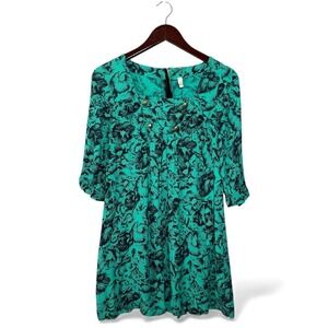 Maeve‎ Anthropologie Rosemary Print Floral Square Neck Size M Gold Buttons